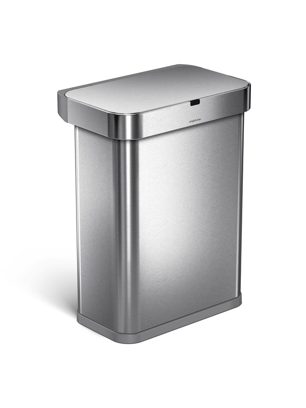 Simplehuman 58L rechthoekige sensor prullenbak met spraakbesturing, geborsteld