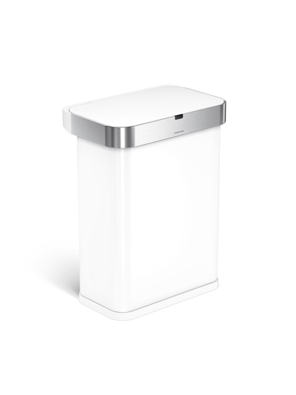 Simplehuman 58L rechthoekige sensor prullenbak met spraakbesturing, wit