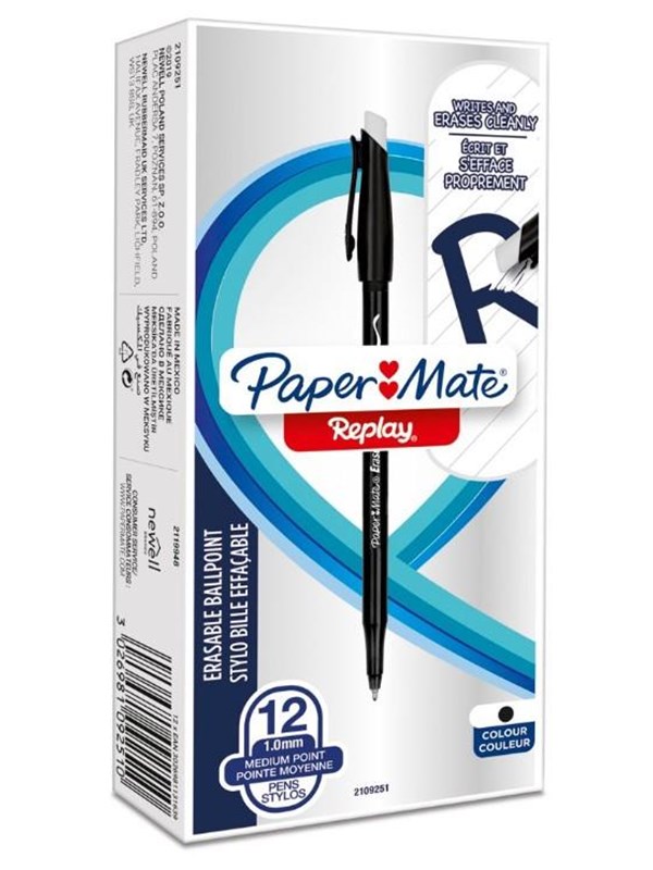 PAPER MATE Radierbare Kulli REPLAY 12er Schachtel s. M 1.0mm