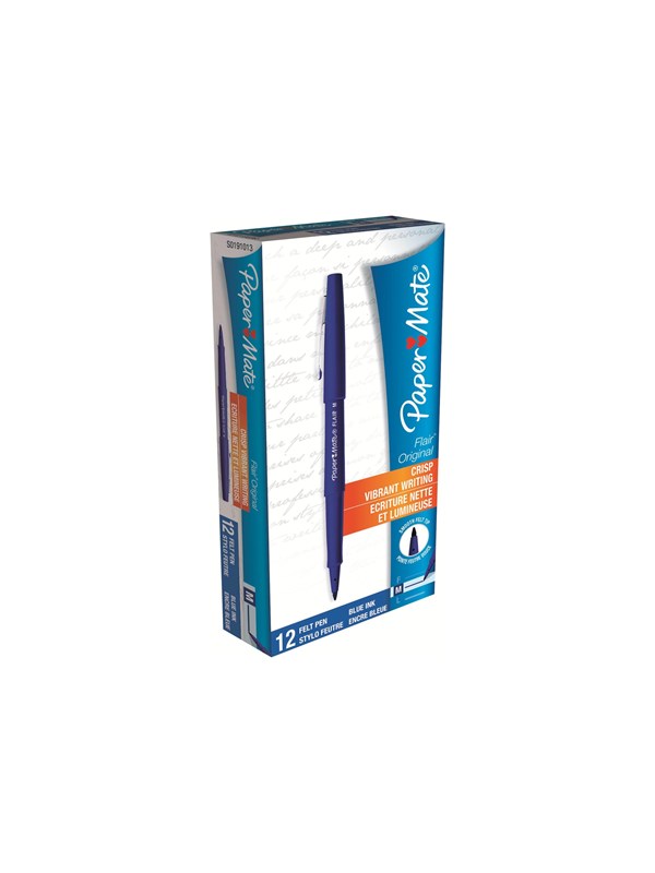 Paper Mate Flair-viltstiften | Medium punt (0,7 mm) | Blauw | 12 stuks