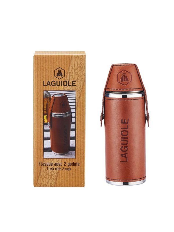 Laguiole Bottle in Stainless Steel - 24 cl - Brown w/2 Glass