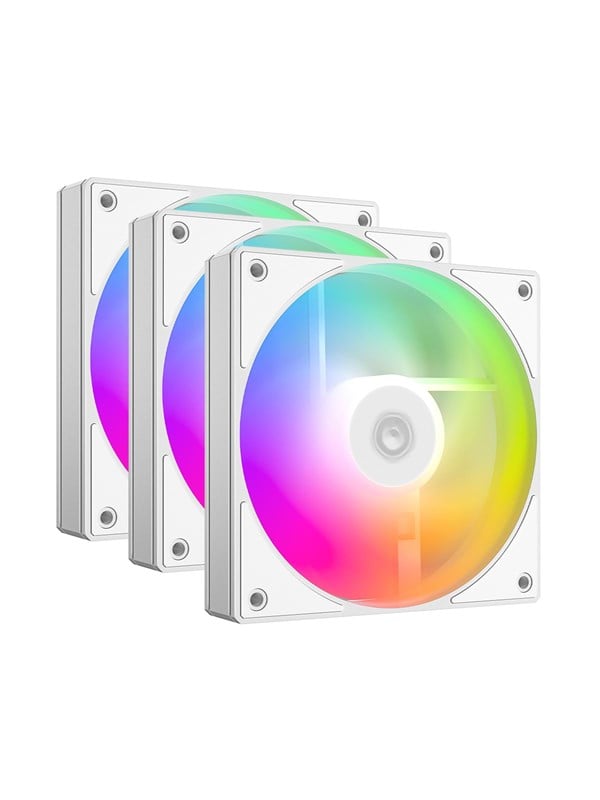 ID-Cooling AS-120-ARGB-W TRIO - Case ventilator - 120mm - Wit met RGB-licht - 27 dBA