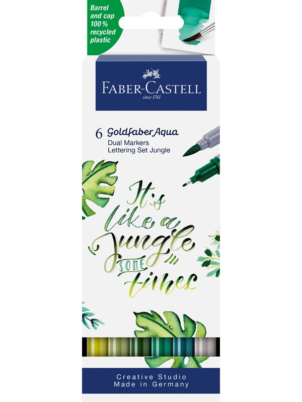 Faber-Castell - Duo aquarel marker - Goldfaber - etui 6 stuks - Seaside letteringset - brush / 0,6mm - FC-164517