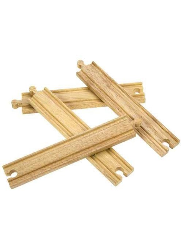 Bigjigs Rail Houten Treinbaan Rechts Stukken (4 Stuks)