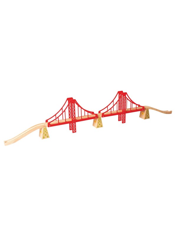Bigjigs Wooden Rails - Double Suspension Bridge 7 pieces.