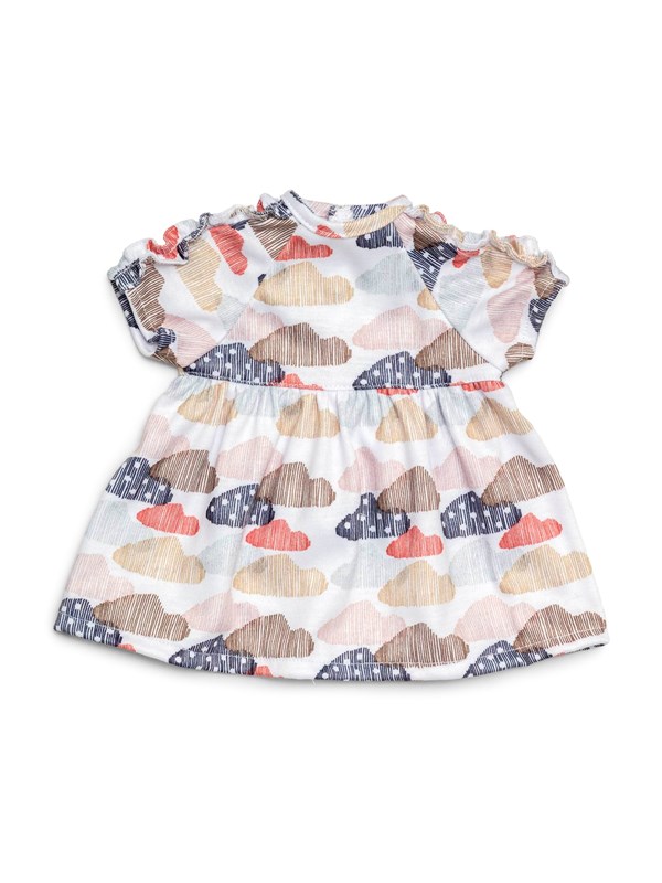 Poppenkleding jurk met wolkjes (past op gordi popjes Paola Reina)