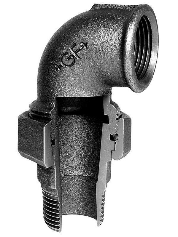 +GF+ angle union 90° black 3/4'' sleeve nipple