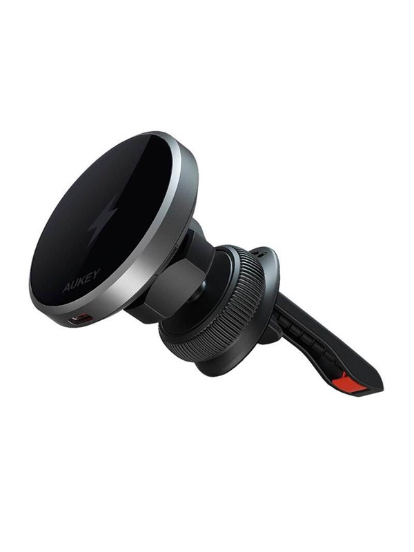 Aukey - MagFusion Dash Telefoonhouder - Draadloze Magnetische Oplader-Qi Draadloze Oplader Auto (15 Watt Autolader) -Metalen Ring - Autohouder - Ventilatierooster - Telefoonhouder