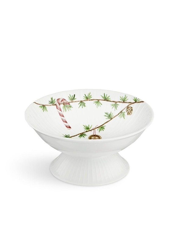 Kähler Hammershøi Christmas Bowl on stand Ø16 cm - White w. deco