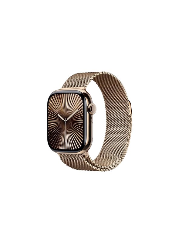 Apple Watch Series 10 GPS + Cellular 42mm - Gold Titanium Case with Gold Milanese Loop