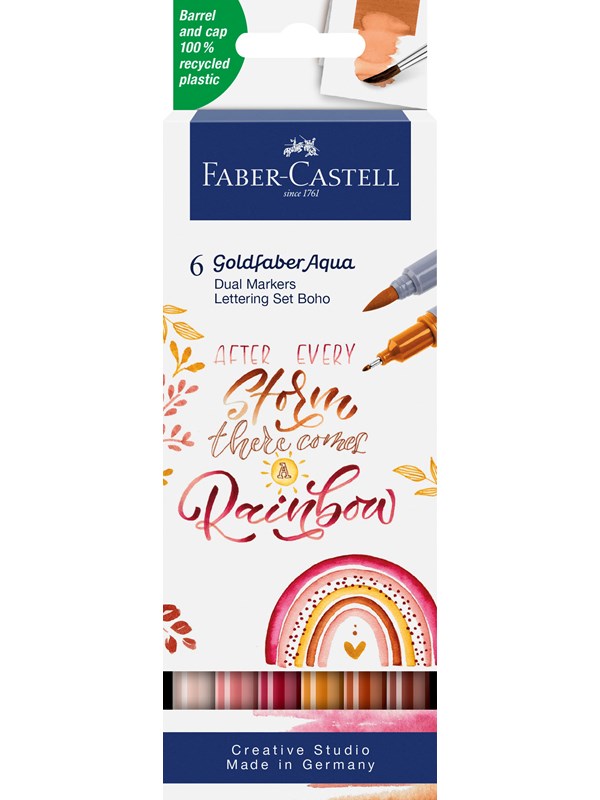 Faber-Castell - Duo aquarel marker - Goldfaber - etui 6 stuks - BoHo letteringset - brush / 0,6mm - FC-164518