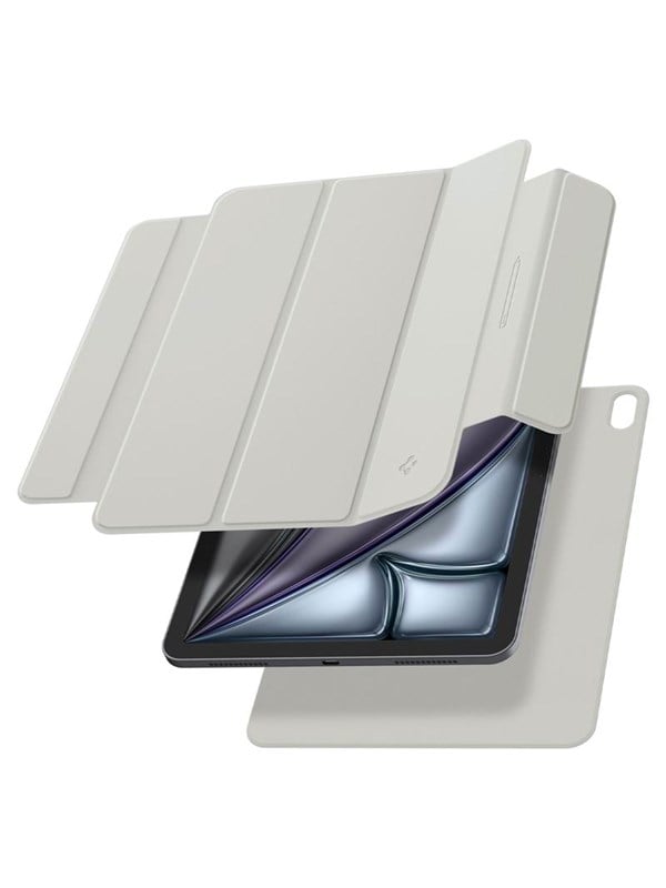 Spigen Air Skin Folio Hoes Geschikt voor iPad Air 13 (2024/2025) - Book Case met Standaard - Sleep/Wake Functie - Magnetisch Uitneembaar - Grijs