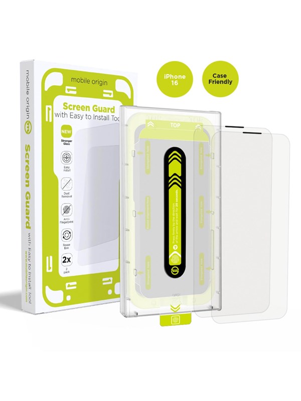 Mobile Origin Screenbeschermer Met Applicator Voor Iphone 16, Anti-Reflecterend Glas