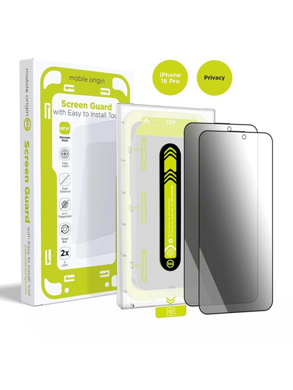 Mobile Origin Screen Guard Privacy with easy applicator - 2 pack - iPhone 16 Pro