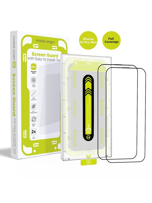 Mobile Origin Screen Guard with easy applicator - 2 pack - iPhone 16 Pro Max