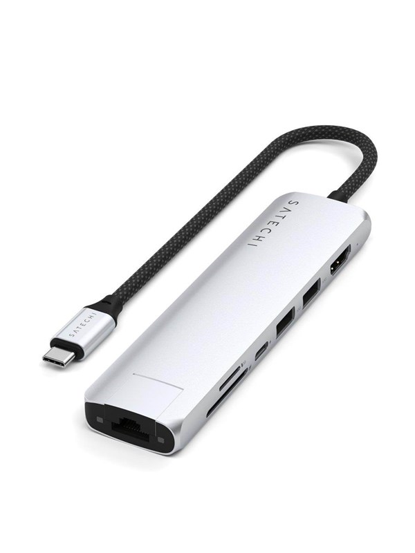 Satechi 7-in-1 USB-C Slim Multiport Adapter with Ethernet - Silver