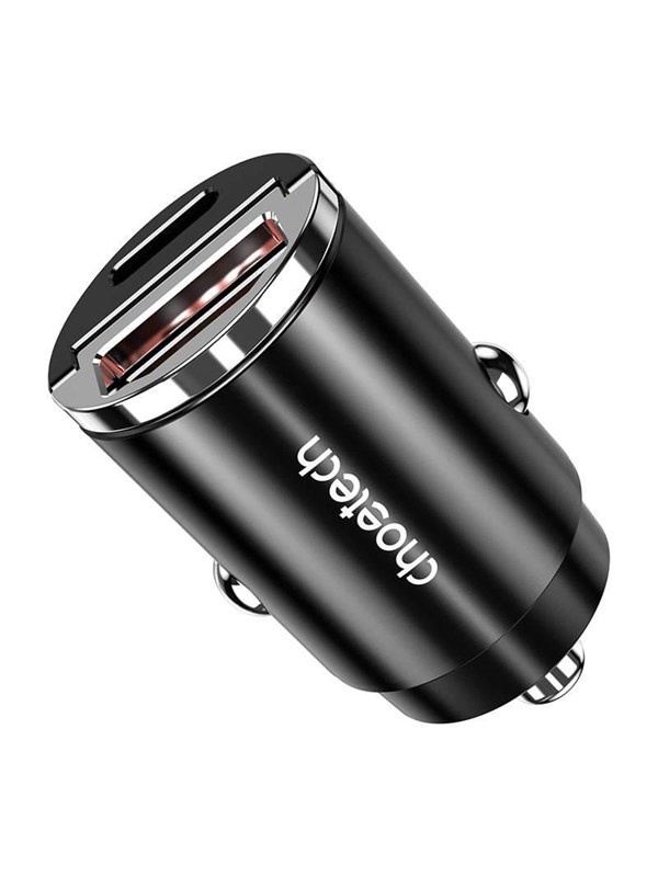 Choetech Autolader - Snellader 30W - USB A & USB C - Quick charge 3.0 - USB lader - Sigarettenaansteker - Zwart