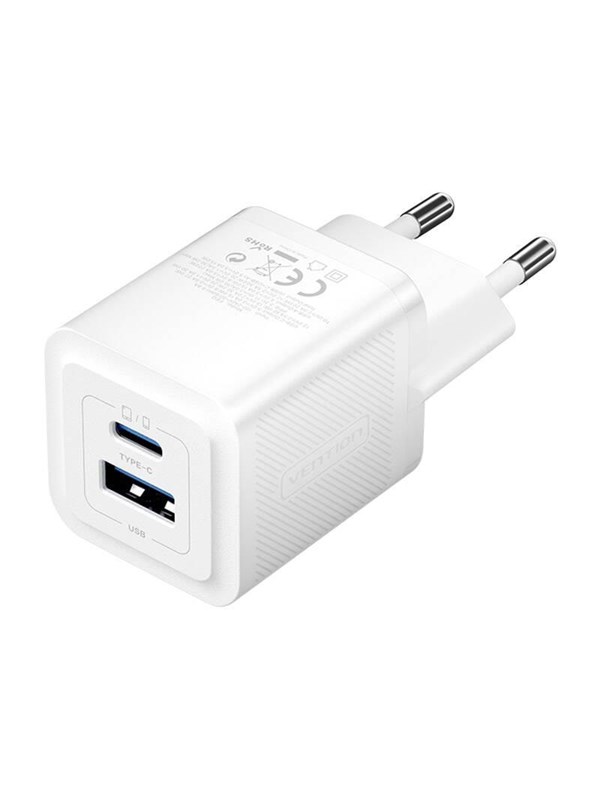 Vention Wall charger FEQW0-EU USB-C + USB- A 30W/30W GaN (white)