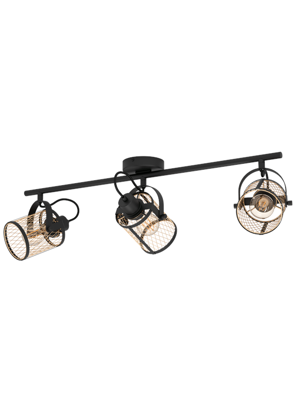EGLO Dellow spot - E27 - 3 lichts - 83 cm - Zwart|Goud
