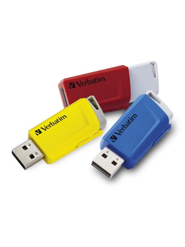 Verbatim V Store N CLICK USB-stick 16 GB Geel, Rood, Blauw 49306 USB-A 3.2 Gen 1