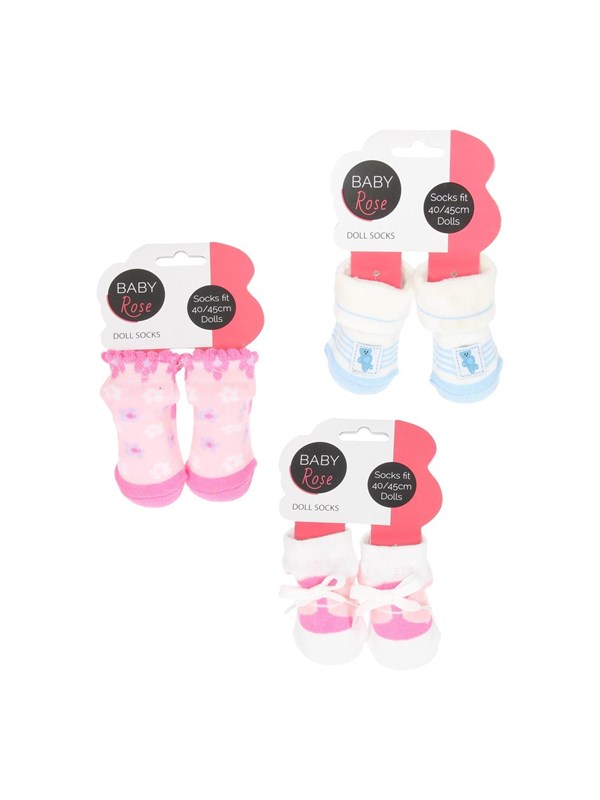 Baby Rose poppensokken op kaart (1 stuk) assorti