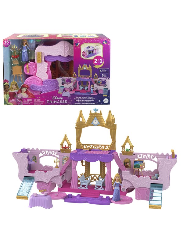 Disney Princess speelset koets naar kasteel - inclusief Aurora pop, meerkleurig