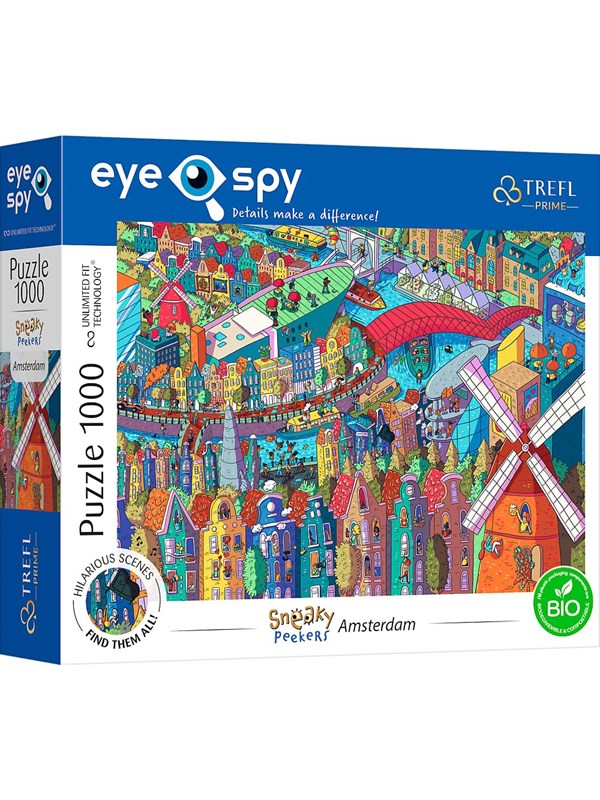 Trefl Puzzle - Unlimited Fit - EYE-SPY - SNEAKY PEAKERS: Amsterdam The Netherlands (1000 pieces) Vloer