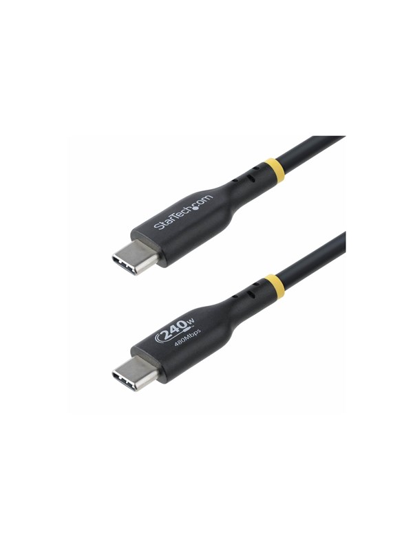 StarTech.com 3m USB-C Laadkabel, Charge & Sync, 240W (5A) PD EPR, USB 2.0, Laptop Type C Laadkabel, USB-IF Gecertificeerd, TPE Mantel - Zwarte USB-C Oplaadkabel