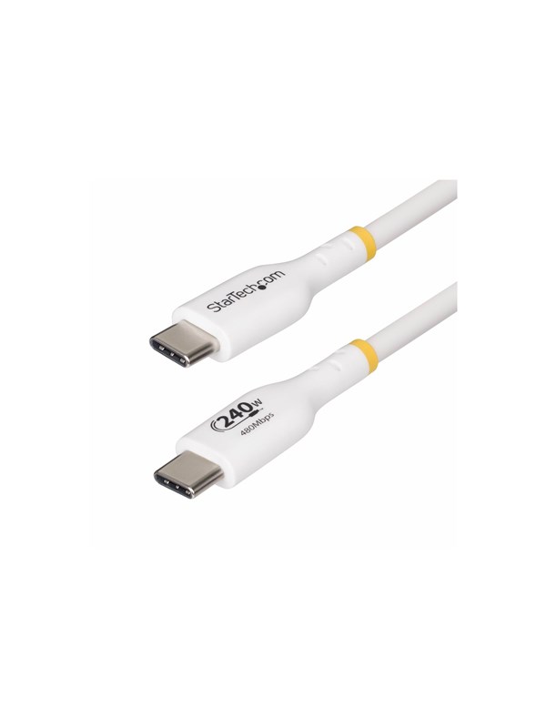 StarTech.com 1m USB-C Laadkabel, Charge & Sync, 240W (5A) PD EPR, USB 2.0, Laptop Type C Laadkabel, USB-IF Gecertificeerd, TPE Mantel - Witte USB-C Oplaadkabel