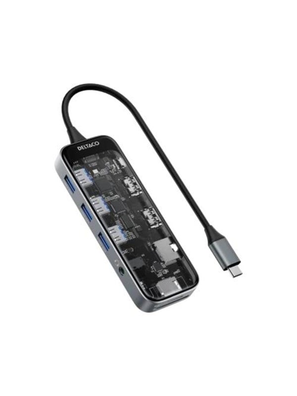 Deltaco Transparent USB-C Docking Station Dual 2x HDMI