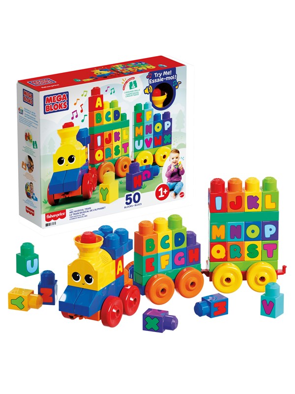 MEGA Bloks ABC muziektrein - Educatieve bouwblokken voor 1-5 jaar - 50 blokken