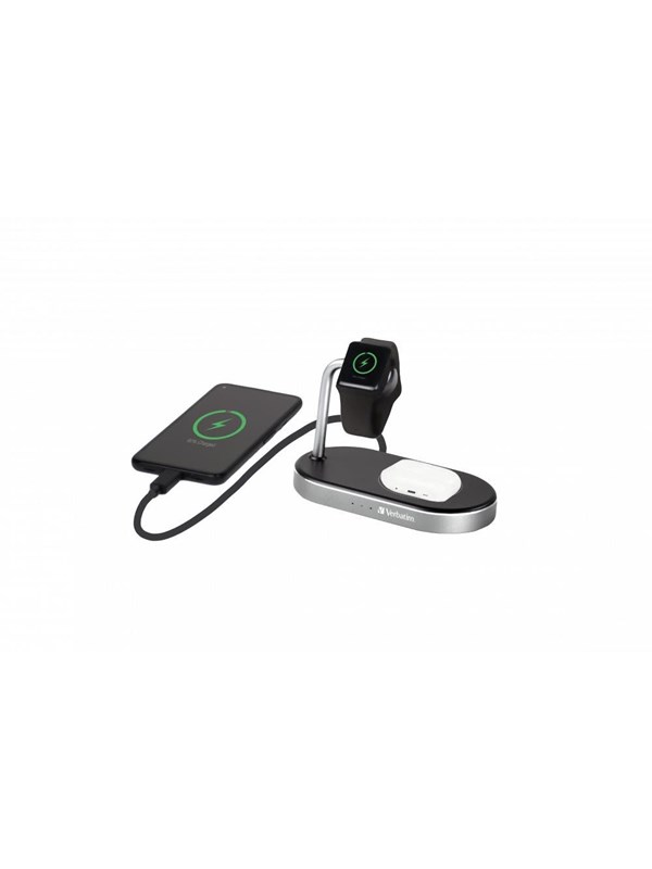 Verbatim Wireless Charging Stand - 3-in-1 - + AC Power Adapter - 44 Watt