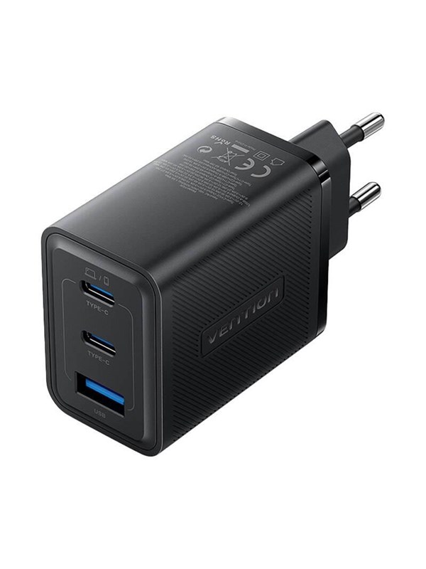 Vention Wall charger FERB0-EU 2xUSB-C USB- A 65W/65W/30W GaN (black)