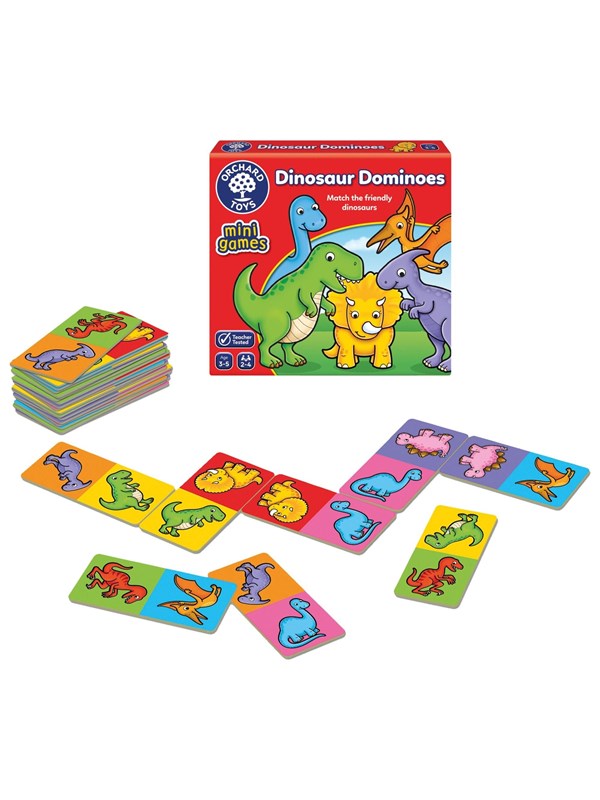 Orchard Toys - Dinosaur Domino's - Mini Game - Dino kleur- en koppelspel - voor thuis en onderweg - vanaf 3 jaar