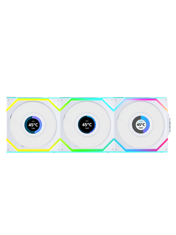 Lian Li UNI FAN SL Wireless LCD Reverse 3 pack White - Case ventilator - 120mm - Wit met RGB-licht - 29 dBA