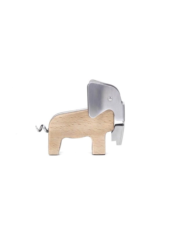 Kikkerland Kurkentrekker - In de vorm van een olifant - Beukenhout - Staal