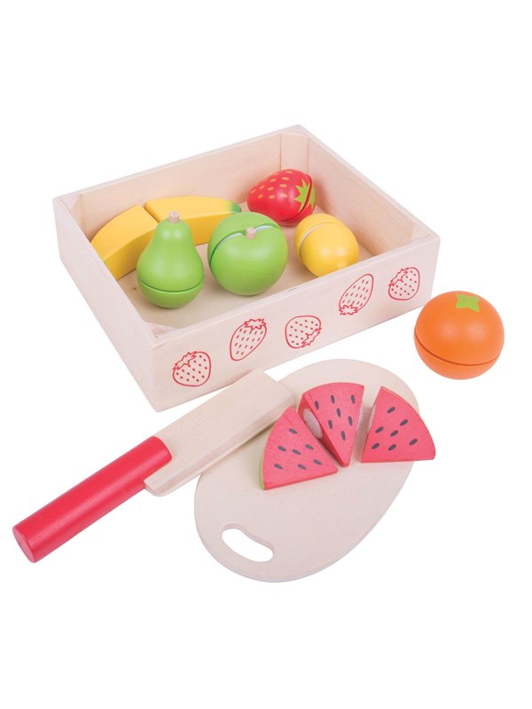 Houten Kistje met Fruit en Klittenband - Mer Mes en Plank - Bigjigs - 18-Delig