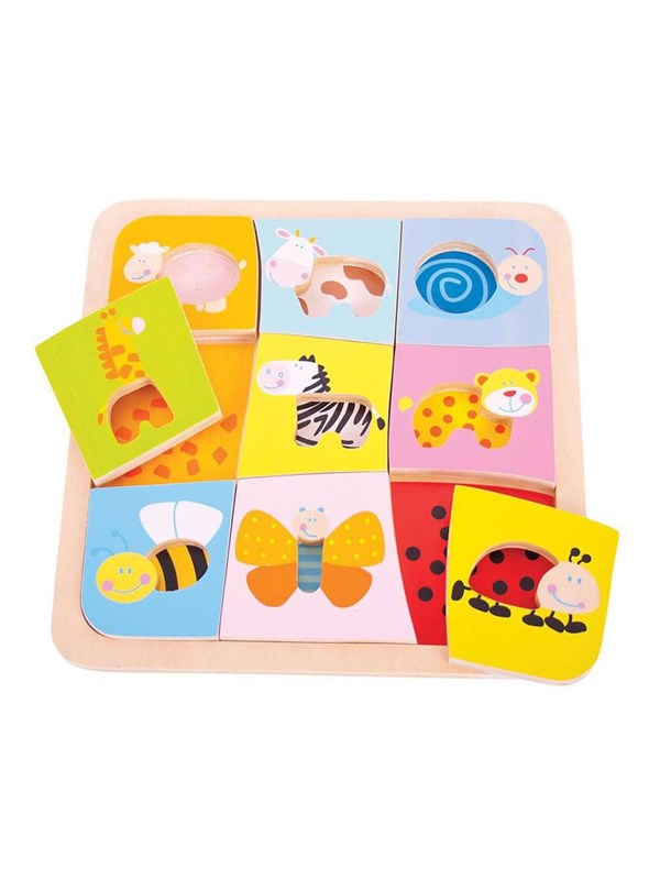 Bigjigs Wooden Animal Patterns Puzzle 9 pcs.
