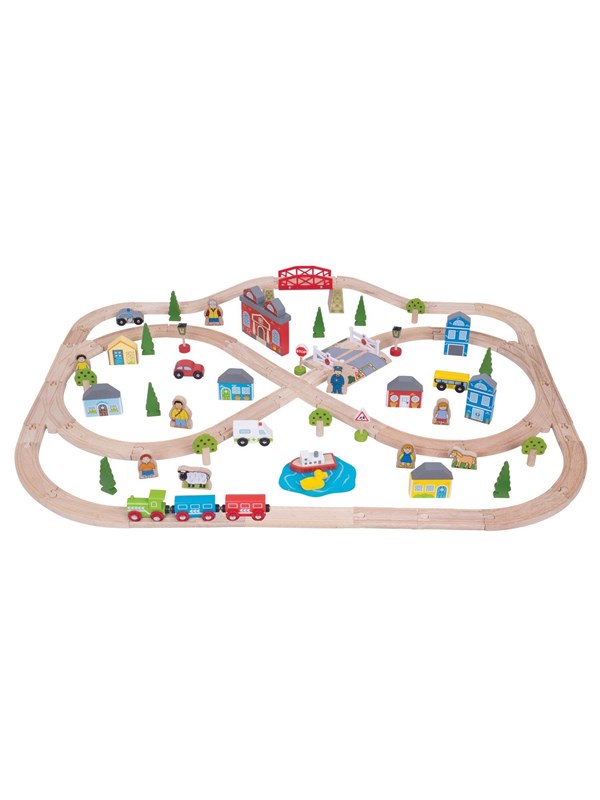 Bigjigs Wooden Train Set City and Country 101 pieces.
