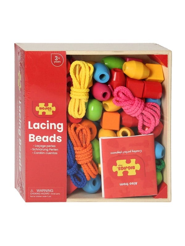 Bigjigs Wooden Beads in Pot 95pcs.