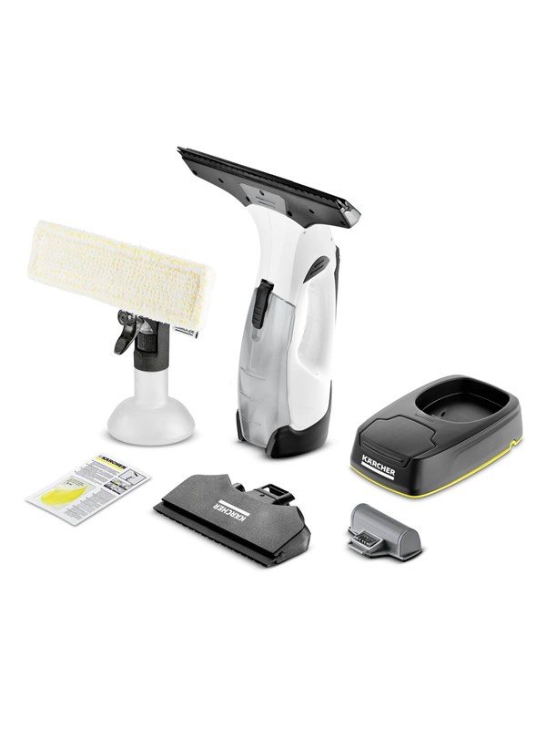Kärcher WV 5 Plus N Battery Ruitenreiniger - Extra verwisselbare accu met laadstation - Looptijd accu 35 min. - Verwisselbare accu - Werkbreedte 170/280 mm - Incl. smalle zuigmond, sproeiflacon, microvezeldoek en reinigingsmiddelconcentraat