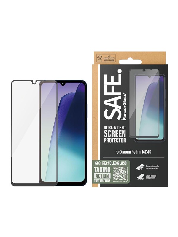SAFE by PanzerGlass Screen Protector Xiaomi Redmi 14C | Ultra-Wide Fit