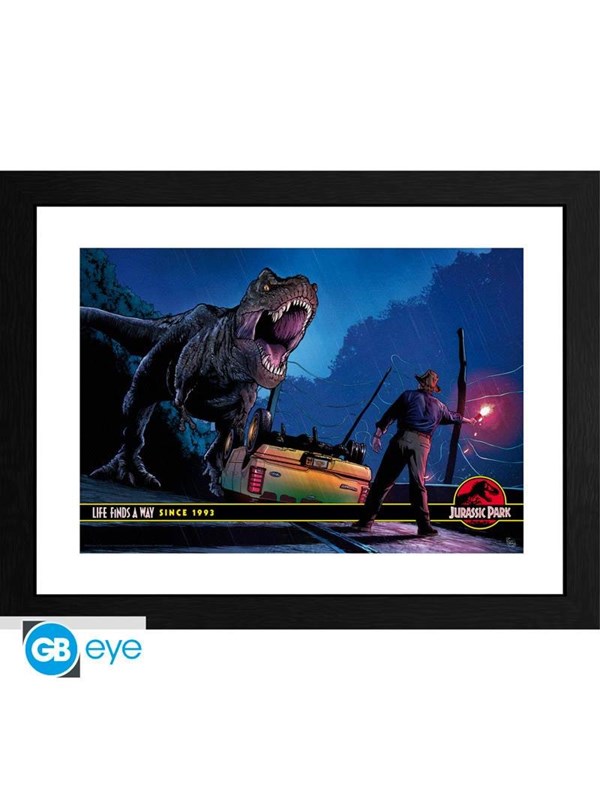 ABYstyle - JURASSIC PARK Framed print Alan Grant vs T-Rex - Afbeelding