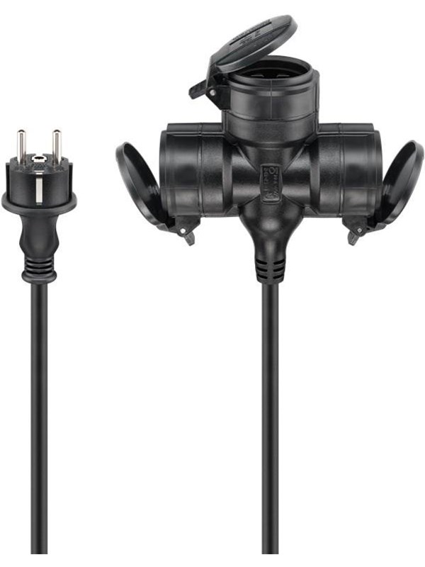Pro Outdoor Triple Extension Cable - Voeding (CEE 7/7) - Type E/F Stekker - Zwart - 25m
