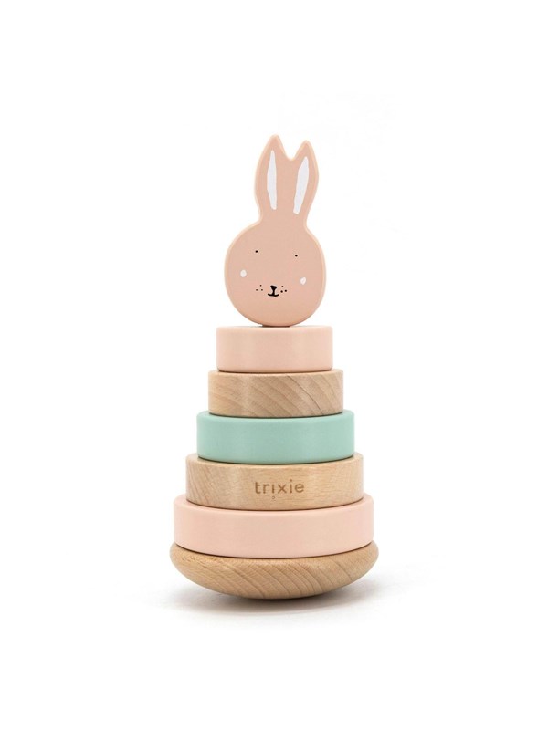 Trixie Houten Stapeltoren - Mrs. Rabbit - Houten stacking toy - Educatief speelgoed - Voor Jongens & Meisjes - Roze