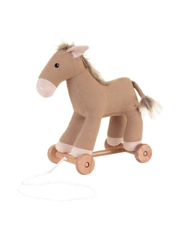 Egmont Toys trekfiguur paard Henry - houten speelgoed - 25x30x15 cm.