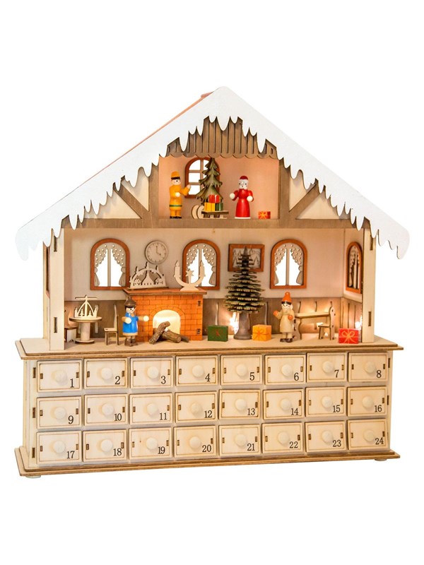 Small Foot - Houten Adventskalender Woonkamer met Lichtjes