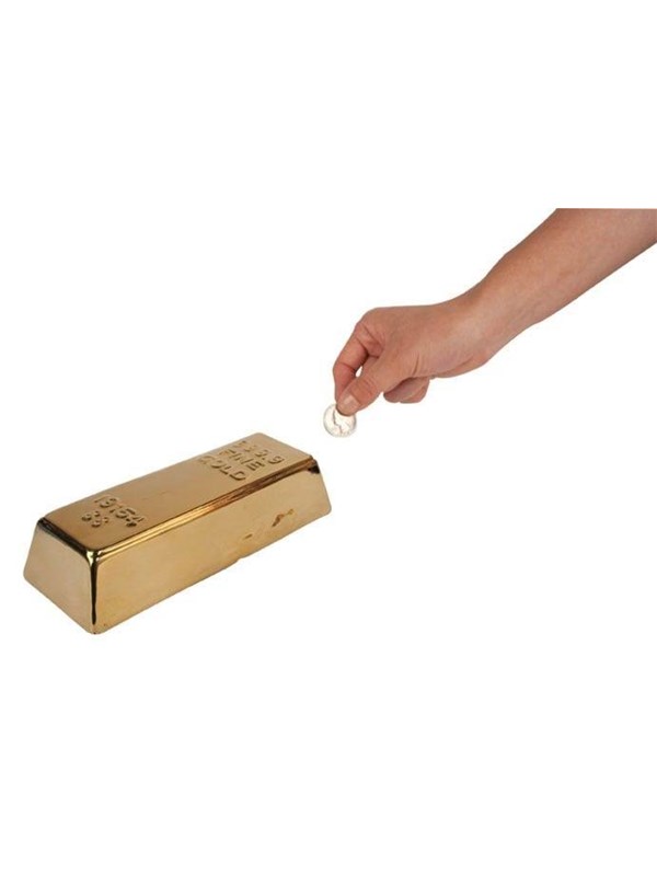Kikkerland Spaarpot - Goudstaaf - Woonaccessoires - Sparen - Cadeautip