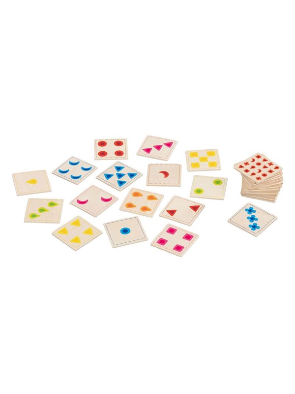 Sorteerspel: KLEUREN en VORMEN, kaarten 5x5x0,3cm, 30 kaarten, hout, 4+