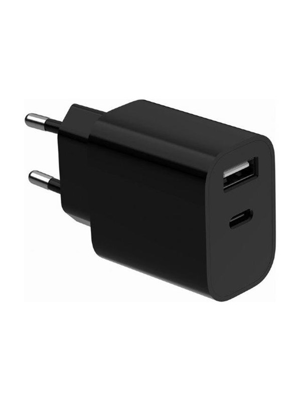 Gembird USB Oplader - 2-Poorts Universele Lader met USB-C en USB-A - 2.4A - Zwart